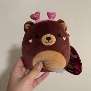 Omar the Bear Valentines Hearts Squishmallow Stuffed Plush ~5”